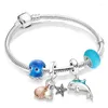 Braccialetti con ciondoli Serie Beach Ocean con braccialetti con catena a forma di serpente placcato argento per donna, uomo, regalo di gioielli di alta qualità