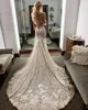 Sexy Berta Off spalla Mermaid Wedding Dresses in pizzo Applique 3D Sweep Trein Abiti da sposa su misura senza schienale Robe De Marie