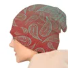 Berets Teal Green Red Paisley Mandala Cap Casual Ski Skullies Beanies Hats Unisex Male Summer Warm Head Wrap Bonnet Knit Hat