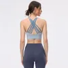 Camicie attive AI Yoga Supporto per cintura incrociata Reggiseno sportivo con logo Imbottitura rimovibile Canotta da allenamento per donna Indossare tuta fitness