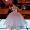 Vestido de baile princesa flor meninas vestidos apliques com frisado deslumbrante bonito meninas primeira comunhão vestido branco 250r