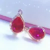 Stud Earrings Classic 585 Purple Gold Simple Water Drop Ruby For Women Plated 14K Rose Light Luxury Engagement Jewelry