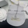 satelliet ketting Designer ketting voor vrouw Vivienenwestwood Luxe sieraden Viviane Westwood ketting 23vivienne Dowager Full Diamond Saturn Love ketting F