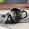 Tea Cups 530ml Antique Purple Clay Cup Master Infuser Large Capacity Teacup With Lid Chinese Dragon Pattern Supplies