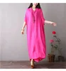 Party Dresses White Dress Women Summer Kaften Korean Löst stor storlek V-Neck Bat Sleeve Solid Long Beach Style Cotton Robe