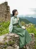 Ethnic Clothing Tibetan Women's Robe Green Improved National Style Top Tibet Travel Pography Spring And Summer Thin