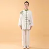 Ethnic Clothing Spring Autumn Tai Chi Suit Long Sleeved Men's Women's Morning Exercise Sportswear Costume Loose Casual Wushu