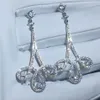 Fin smycken droppe örhänge 925 Sterling Silver Pave Seting Diamond CZ Engagement Wedding Dangle örhängen för kvinnor brudgåva301d