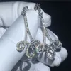 Brinco de gota de jóias finas 925 prata esterlina pave configuração diamante cz noivado casamento balançar brincos para mulher nupcial gift264c