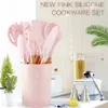 Pink Cooking Tools Set Premium Silicone Utensils Set Turner Tongs Spatula Soup Spoon Non-stick Shovel Oil Brush Kitchen Tool C09272933