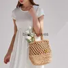 Totes Evening Bags Petscog Hollow Design Rope Woven Women Handbags Large Capacity Straw Bucket Bag Rattan Handbag Handmade Summer Beach Tote BagsH24223