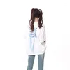 Kadın Tişörtleri Harajuku Kadın Tshirt Japon moda büyük boy üstleri 2024 Ropa Mujer Bandage Sıradan Yaz Tatlı Y2K Giysileri Gençler