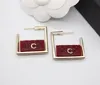 Luxury quality charm drop earring with handbag shape design red color design have stamp box PS3847A