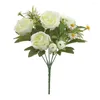 Decorative Flowers Artificial Rose With Stem 7 Heads Non-withering Wedding Po Props Realistic Reusable Faux Flower Bouquet Home Decoration