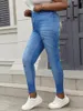 Pantaloni Plus Size Elasticità da donna Skinny Knit Sport Imitazione Jeans Design Back Ribbon Strap Graphics Leggings Pantaloni casual