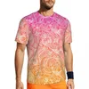 Herren T-Shirts Sportswear-Shirt für Männer weiße Paisley T-Shirts Pink bis orange Sommer Tee O Hals Y2K Fun Graphic Tops Geschenk