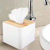 Jewelry Pouches Square Tissue Box With Wooden Lid Household Removable Mini