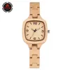 Pure Maple Wood Kadınlar Saat Moda Square Dial Lady Gizli toka reloj femenino kol saatleri için zarif ahşap bileklik 315m