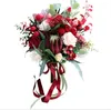 Wedding Flowers Vintage Artificial Flower Beautiful Handmade Decorative Rose Bride Satin Bouquet Table Center