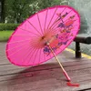 82CM Diameter Chinese Paper Umbrella Traditional Silk Fabric Craft Umbrella Wooden Handle Wedding Artificial Oil Paper Umbrellas TH1283