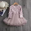 Robes de fille Robe de princesse de fleur pour les filles d'hiver à manches longues Princesse Party Tutu Costume de Noël Enfants Enfants 2-7 ans Vêtements décontractésL2402