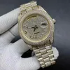 Iced out men watch 41 automatic 2813 full CZ diamonds yellow gold case stainless steel Roman men watch