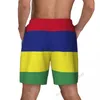 Menshorts Mauritius Flag 3D Swimming Trunks med kompressionsfoder 2 i 1 snabbtorkade sommarbockfickor