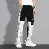 Calça streetwearwear calça casual calça masculino harém fibbons de joggers homens homens de retalhos moda tornozelo calças de corredor para meninos