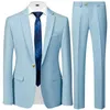 Erkekler 2024 Bahar Sonbahar Moda İş Kıymetli Düz Renk / Erkek Düğmesi Blazers Jacker Ceket Pantolon Pantolon