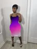 Casual Jurken SKMY Zomerkleding Voor Dames Mode Multi-Color Gradiënt Spaghetti Band Mouwloos Bodycon Jurk Feest Sexy Club outfits