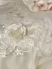 Ensembles de literie 1000TC coton égyptien romantique dentelle française volants fleurs broderie ensemble de mariage housse de couette drap de lit taies d'oreiller