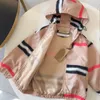 2024 New Boys and Girls Letter B Hooded Zipper Coat Classic Khaki Check Pattern Fashion Rush Coat