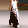 Basic Casual Dresses Summer Sexy Maxi Dress Women Sleeveless V-Neck Printed Robe Party 2023 Retro Loose Beach Vestidos Y2k S-5XL T240221