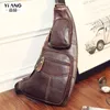 Cross Body High Quality Men äkta läderkohude Vintage Sling Chest Back Day Pack Travel Fashion Messenger Shoulder Bag301o