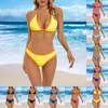 Damen-Badebekleidung, modisches, sexy Farbblock-Bikini-Badeanzug-Set mit gepolsterten Bikinis für Frauen mit großen Brüsten, Baumwollunterwäsche