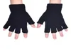 Hommes entiers noir tricoté Stretch élastique chaud demi doigt gants sans doigts hiver femmes gants hommes demi doigts mitaines 165c7177678