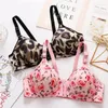 Sutiãs sexy push up fechamento frontal mulheres sutiã sem fio bralette peito sem costura floral impressão lingerie plus size roupa interior