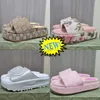 Slipper Designer Slides Damen Sandalen Pool Pillow Heels Stoff Stroh Lässige Hausschuhe für Frühling und Herbst Flache, bequeme Pantoletten Gepolsterter Schuh mit Riemen vorne