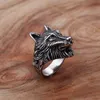 Anel de motociclista KALEN Anillos Acero inoxidável prateado em aço inoxidável animal lobo anéis para homens