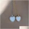 Pendant Necklaces Sublimation Blank Necklaces Pendants With Drill Woman Necklace Pendant Transfer Printing Consumable Materials 15Pcs Dhhpt