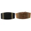 Women Lady Elastic Buckle Wide Waistband Retro Corset Stretch Waist Belt Fashion Black Brown230b