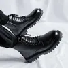 Stivali da uomo casual piattaforma marea nera scarpe in morbida pelle vestito da ufficio affari cowboy primavera autunno stivale bello botas alla caviglia