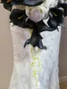 Fleurs De Mariage Whitney Black Calla Lily Avec Roses Ivoire Bouquet De Mariée En Cascade Luxueux Ramos De Flores Para Novias