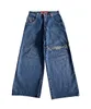 Moda coreana Y2k Street Jeans Hip Hop Modello stampato Hip Hop Jeans larghi Pantaloni blu Pantaloni larghi a vita alta per uomo e donna 240219