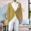 Ternos masculinos Thorndike Homens Fraque Tendência Personalizada Casamento Prom Smoking 2 Peças Jaqueta Calças Definir Terno Formal Slim Fit Branco Lapela Blazer Traje