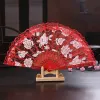 Vintage 10 Colors Available Hands Fans Plastic Fan Bone Bamboo Hand Rose Lace Wedding Fans Arts and Crafts Wedding Favors Gift