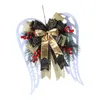 Dekorativa blommor Julkrans Garlandhängare Bow Angel Wing Decorations Ytter For Porch Window Farmhouse