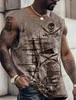 Topy z czołgami męskimi Men dolna koszula graficzny kompas OCEC 3D Outdoor Street Street Sleveled Odzież Sports Fitness Duże wysoki zbiornik TOPL2402