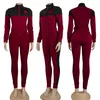 Women's Two Piece Pants Burgundy Morning Running Tracksuit Casual Jogging Zip Jacket and Designer Sweatpants Suit Set Free Ship