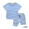 Kläder sätter sommarvarumärke babykläder passar barn mode pojkar flickor tecknad t-shirt shorts 2 st/set småbarn casual dr dhqpo